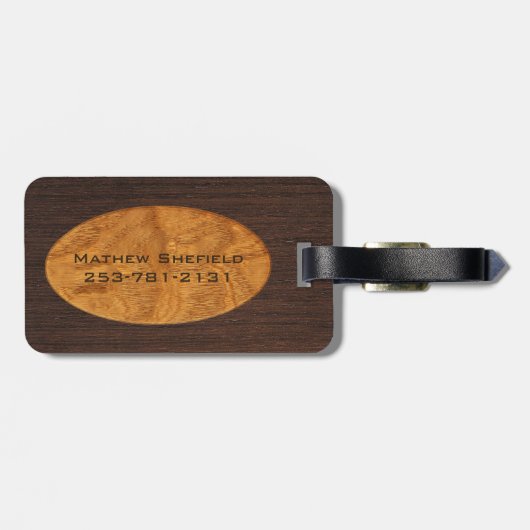 Handsome Imitate Mit Monogramm Gepäckmarke Holz Gepäckanhänger (Rückseite horizontal)