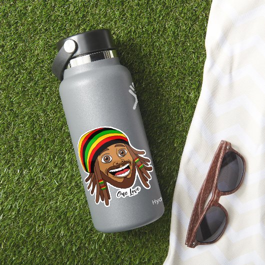 Handsome Jamaican Rasta Man One Love Aufkleber (HydroFlask Insitu)