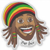 Handsome Jamaican Rasta Man One Love Aufkleber (Vorderseite)