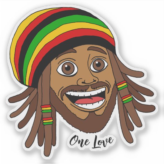 Handsome Jamaican Rasta Man One Love Aufkleber (Vorderseite)