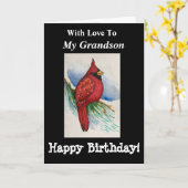 Handsome Kardinal Birthday My Grandson Bold Bird Karte (Gelbe Blume)