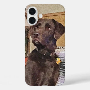 Handsome Labrador Retriever Textured Art Profile iPhone 16 Plus Hülle