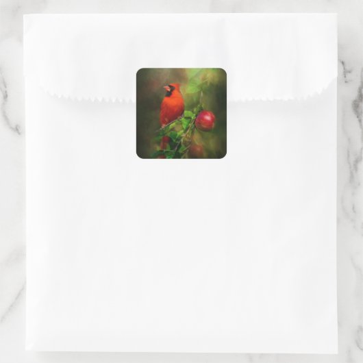 Handsome Male Kardinal Quadratischer Aufkleber (Tasche)