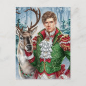 Handsome man and a Rentier Postkarte (Vorderseite)