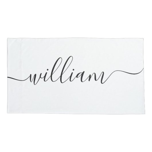 Handsome männlicher NAME White Black Script Kissenbezug (Rückseite)