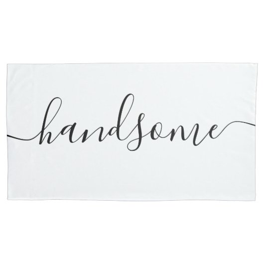 Handsome männlicher NAME White Black Script Kissenbezug (Vorderseite)