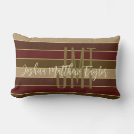HANDSOME MONOGRAM NAME GOLD CRIMSON BROWN STRIPES LENDENKISSEN