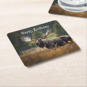 Handsome Moose Birthday Rechteckiger Pappuntersetzer (angewinkelt)