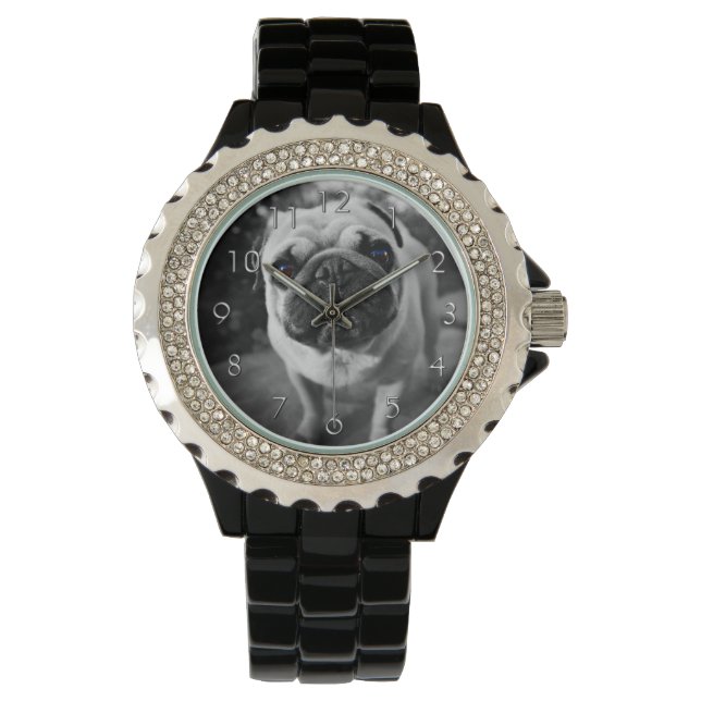 Handsome Mops Armbanduhr (Vorderseite)