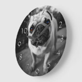 Handsome Mops Große Wanduhr (Winkel)