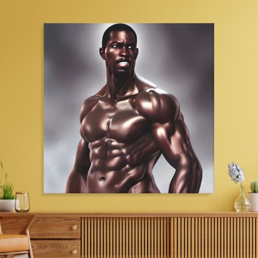 Handsome Musculular Black Man Canvas Print Leinwanddruck (Insitu (Wohnzimmer))