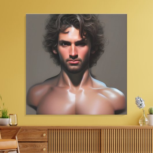 Handsome Musculular Man Canvas Print Leinwanddruck (Insitu (Wohnzimmer))