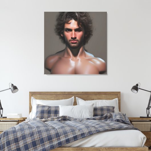 Handsome Musculular Man Canvas Print Leinwanddruck (Insitu (Schlafzimmer))