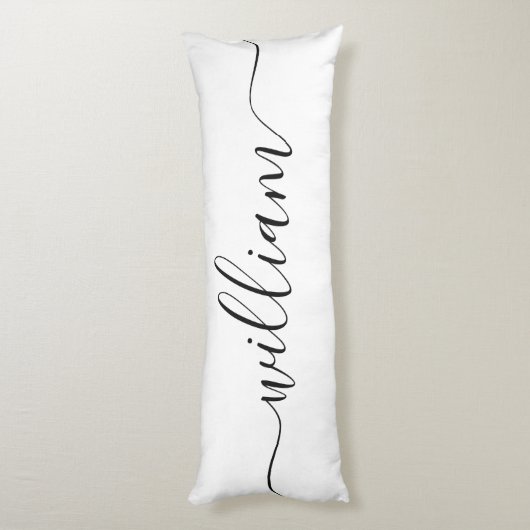 Handsome NAME White Black Script Reversible Seitenschläferkissen (Rückseite (Vertikal))