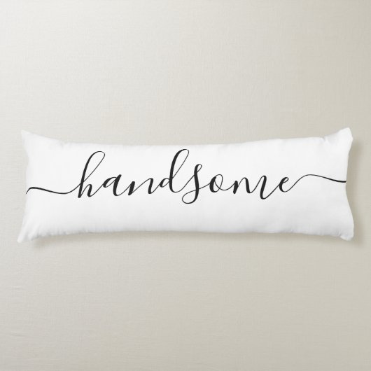 Handsome NAME White Black Script Reversible Seitenschläferkissen (Vorderseite)