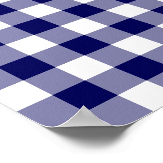 Handsome Navy and White Gingham Kariert Pattern Poster (Ecke)