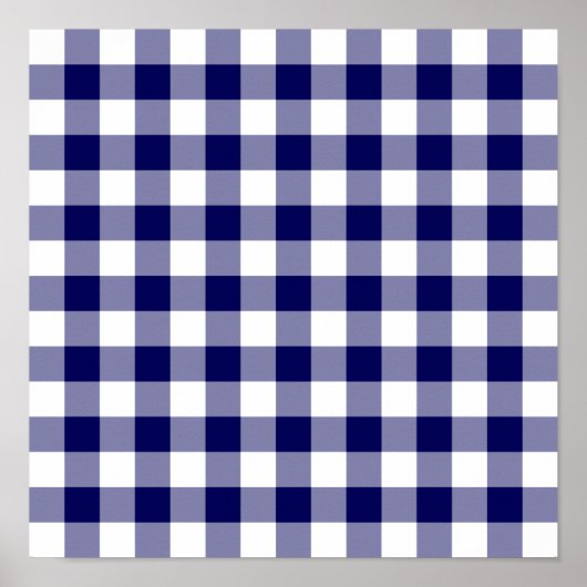 Handsome Navy and White Gingham Kariert Pattern Poster (Vorne)