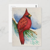 Handsome Northern Kardinal Red Bird Postkarte (Vorne/Hinten)