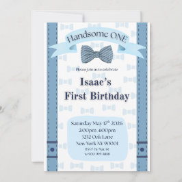Handsome One Baby Boy First Birthday Party Invite Einladung