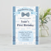 Handsome One Baby Boy First Birthday Party Invite Einladung (Stehend Vorderseite)