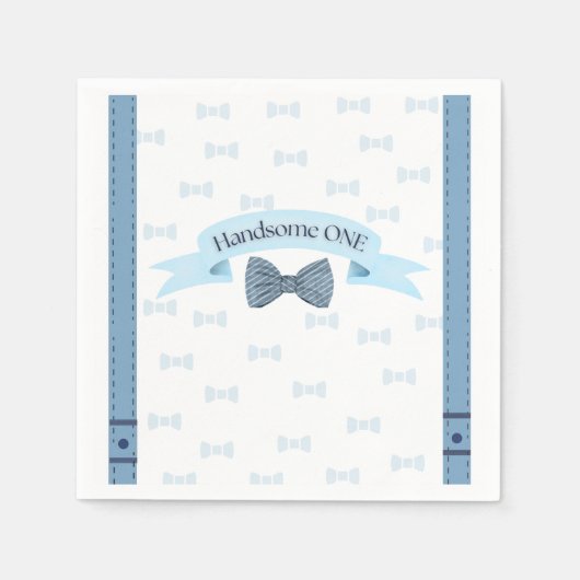 Handsome One Baby Boy First Birthday Party Napkins Serviette (Vorderseite)