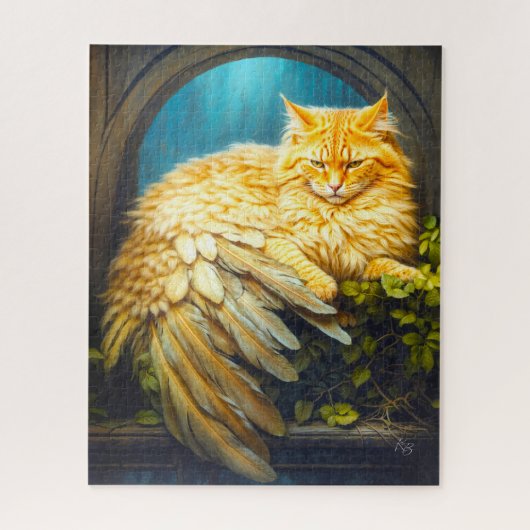 Handsome Orange Tabby Cat mit Schwanz Feathers Puzzle (Vertikal)