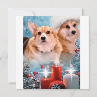 Handsome Pembroke Welsh Corgis Holiday Card Feiertagskarte