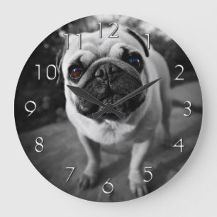 Handsome Pug Große Wanduhr