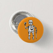 Handsome Robot on a Orange Field Button (Vorne & Hinten)