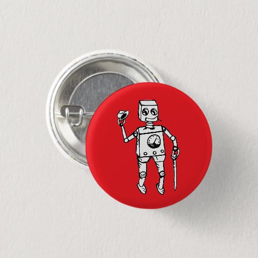 Handsome Robot von Fred Wilder on Red Button (Vorne & Hinten)