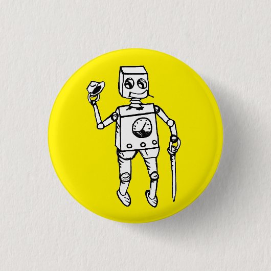 Handsome Robot von Fred Wilder on Yellow Button (Vorderseite)