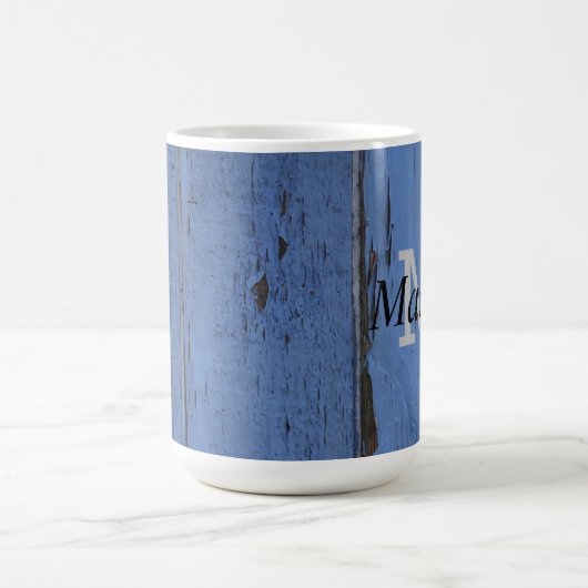 Handsome Rustic Blue Personalisiert Monogram Kaffeetasse (Mittel)