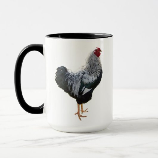 Handsome Silver Penciled Wyandotte Rooster Tasse (Links)