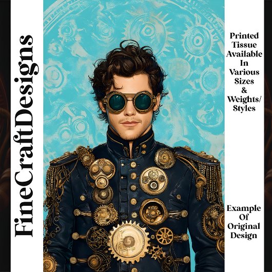 Handsome Steampunk Man Verziert Jacket P5 Decoupag Seidenpapier