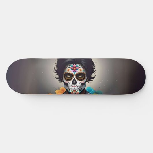 Handsome Sugar Skull Man Boy Teen Skate Deck Skateboard (Horizontal)