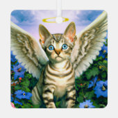 Handsome Tabby Kitten Angel Wings Halo Ornament Aus Metall (Rückseite)