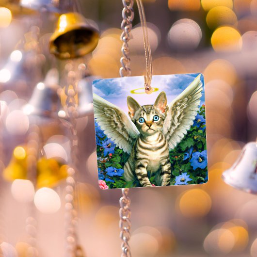 Handsome Tabby Kitten Angel Wings Halo Ornament Aus Metall