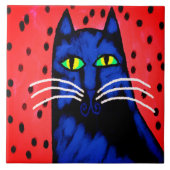 Handsome Typ Abstrakt Cat Painting Fliese (Vorderseite)