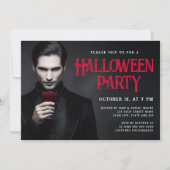 Handsome Vampir trinken Blut Halloween-Party Einladung (Vorderseite)