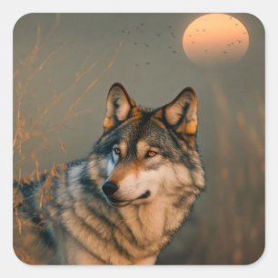 Handsome Wolf Quadratischer Aufkleber