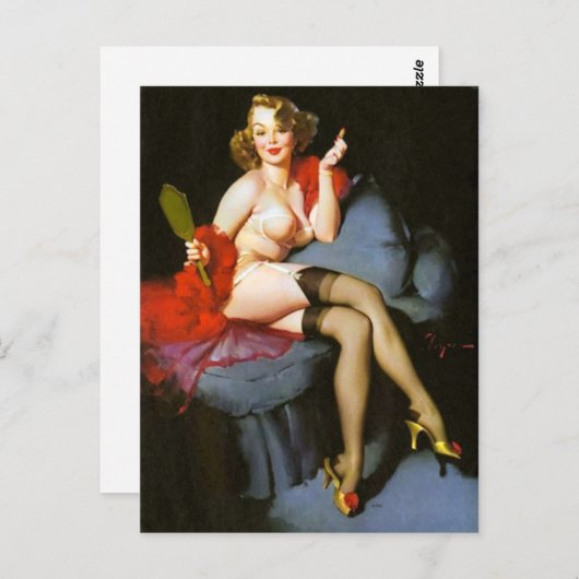 Handspiegel-Button nach oben Postkarte (Vorne/Hinten)