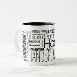 HANDSPUN! Typografie Word Cloud Zweifarbige Tasse