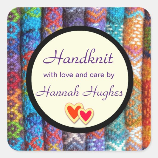 Handstricken Quadratischer Aufkleber (Vorderseite)