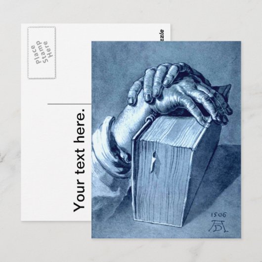 Handstudie mit Bibel - Durer Postkarte (Vorne/Hinten)