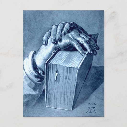 Handstudie mit Bibel - Durer Postkarte (Vorderseite)