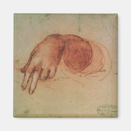 Handstudie (rote Kreide auf Papier) Magnet (Vorne)