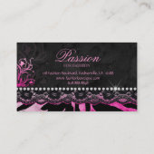 Handtasche Rose Purpur Pink Lace Zebra Visitenkarte (Rückseite)