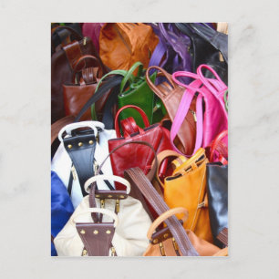 Handtaschen in schönen Farben Postkarte