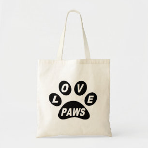 Handtaschen Liebe Paws auf schwarzen Paws Tragetasche