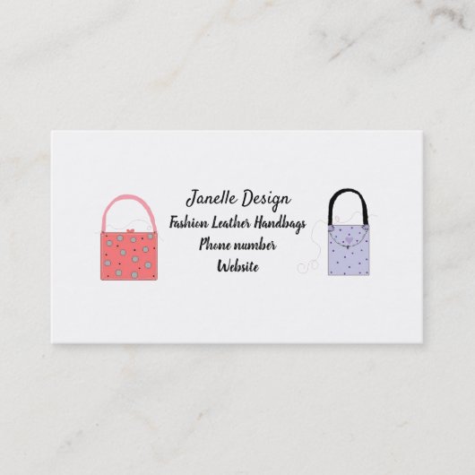 Handtaschen-Visitenkarte für Mode Visitenkarte (Vorderseite)